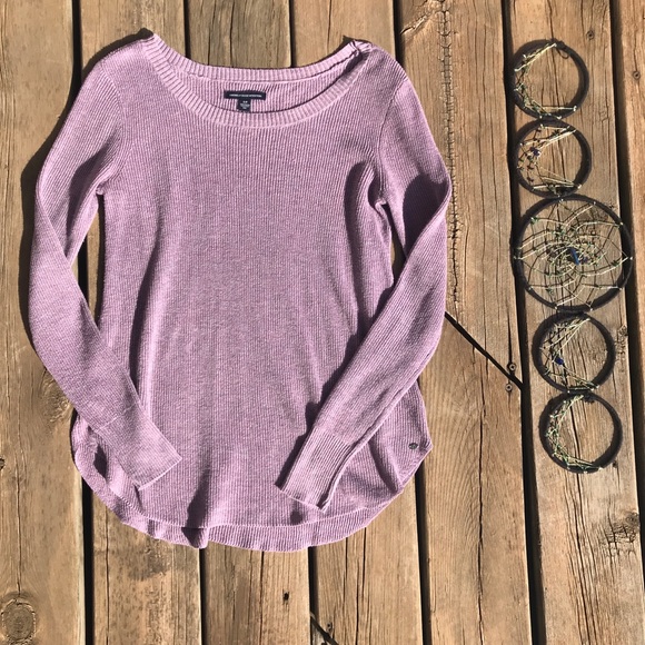 American Eagle Lightweight Purple Knit Sweater - Picture 2 of 5